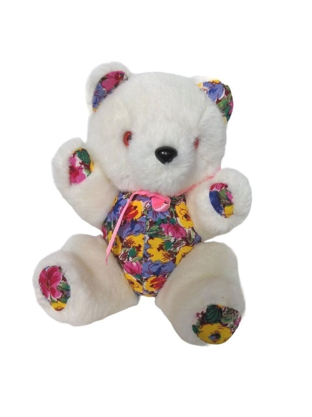 Cloud 9 White Teddy Bear Floral Plush 7 Inch